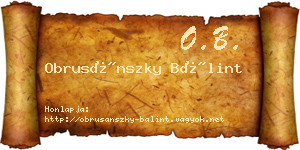 Obrusánszky Bálint névjegykártya